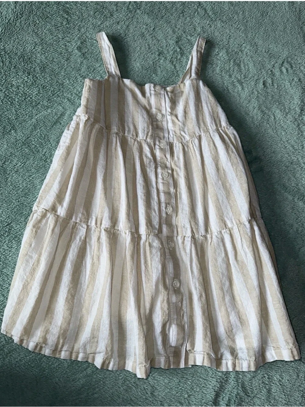 Gap Kids Girls Pinestripe Tan White Tank Top Dress Size XS